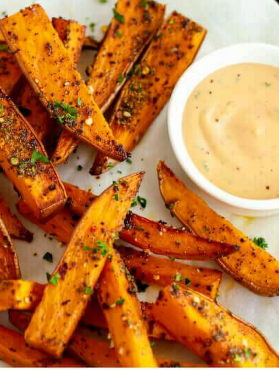 Spicy honey mustard sauce in a small bowl beside wedges
