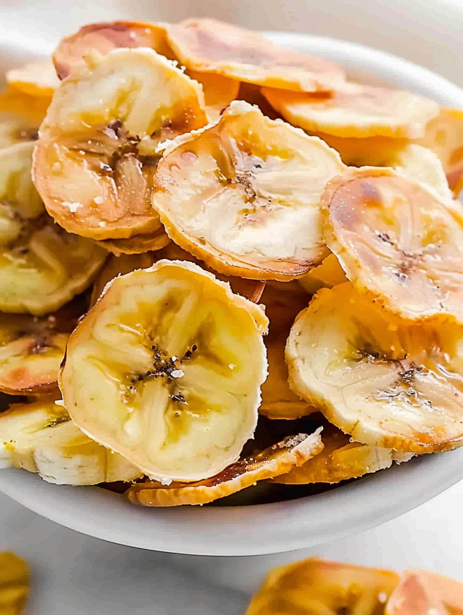 Banana slices in air fryer basket