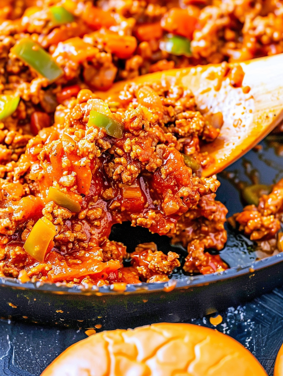 Saucy homemade Sloppy Joes in buns