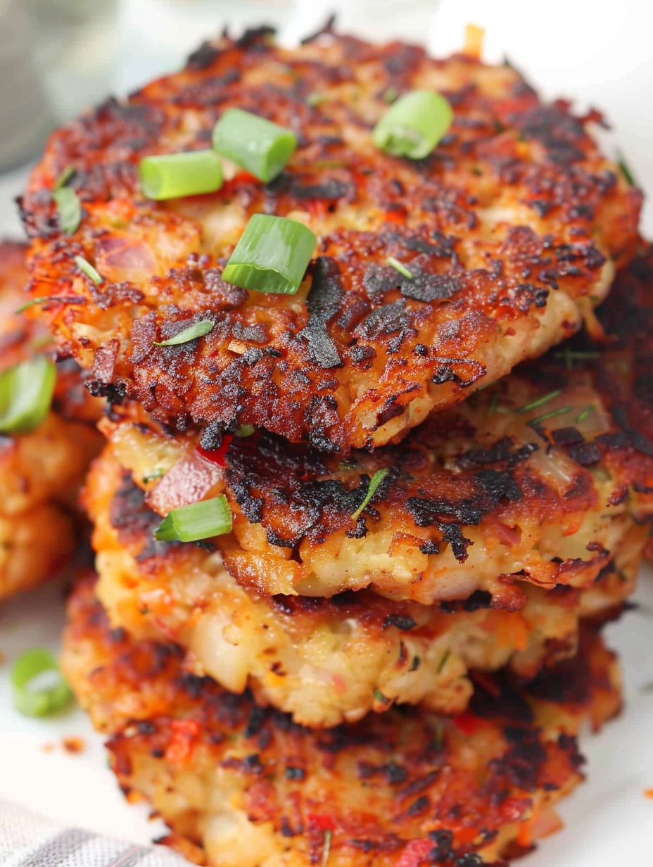 Golden air fryer cauliflower patties on a wire rack