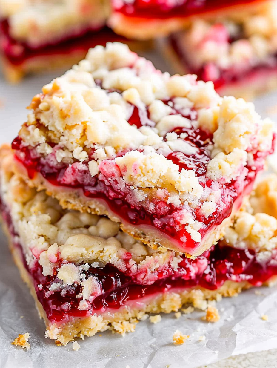 Cherry Crumble Bars cooling on rack with icing drizzle