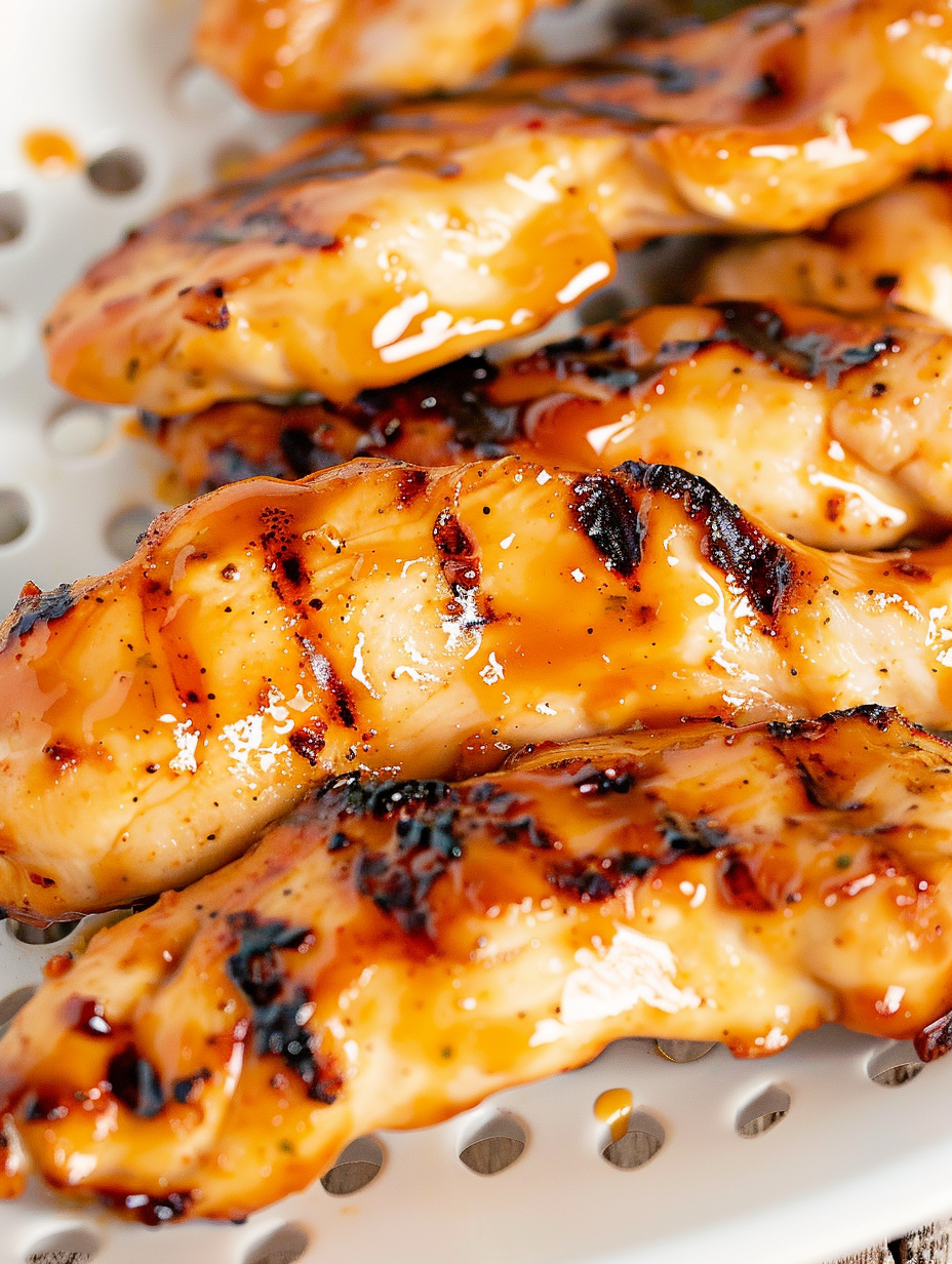 Plated Orange Chili Grilled Chicken with salad