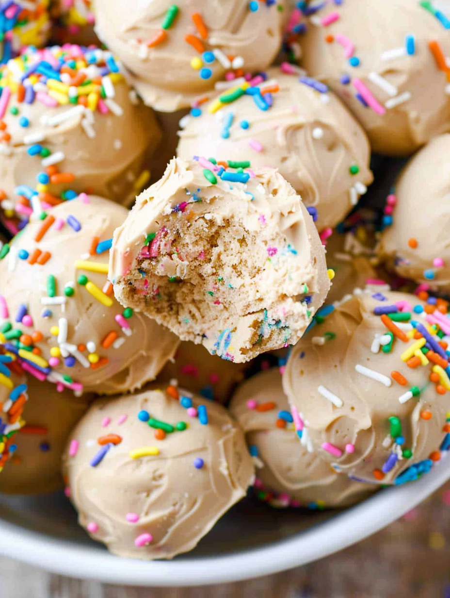 No Fuss Birthday Cake Fat Bombs on a tray