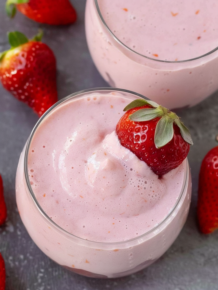 Fresh strawberry mousse in jars