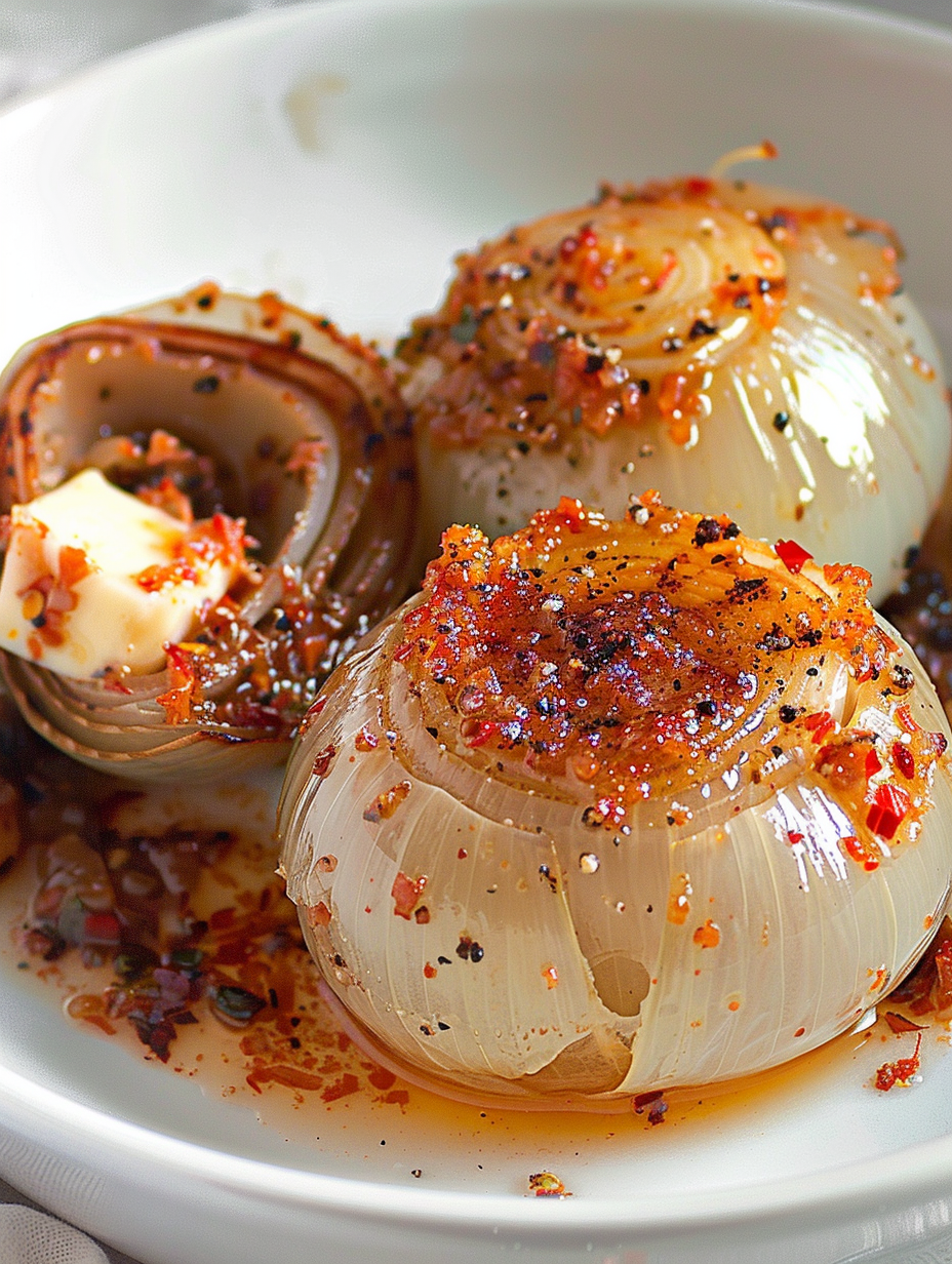 Close up of seasoned onion center