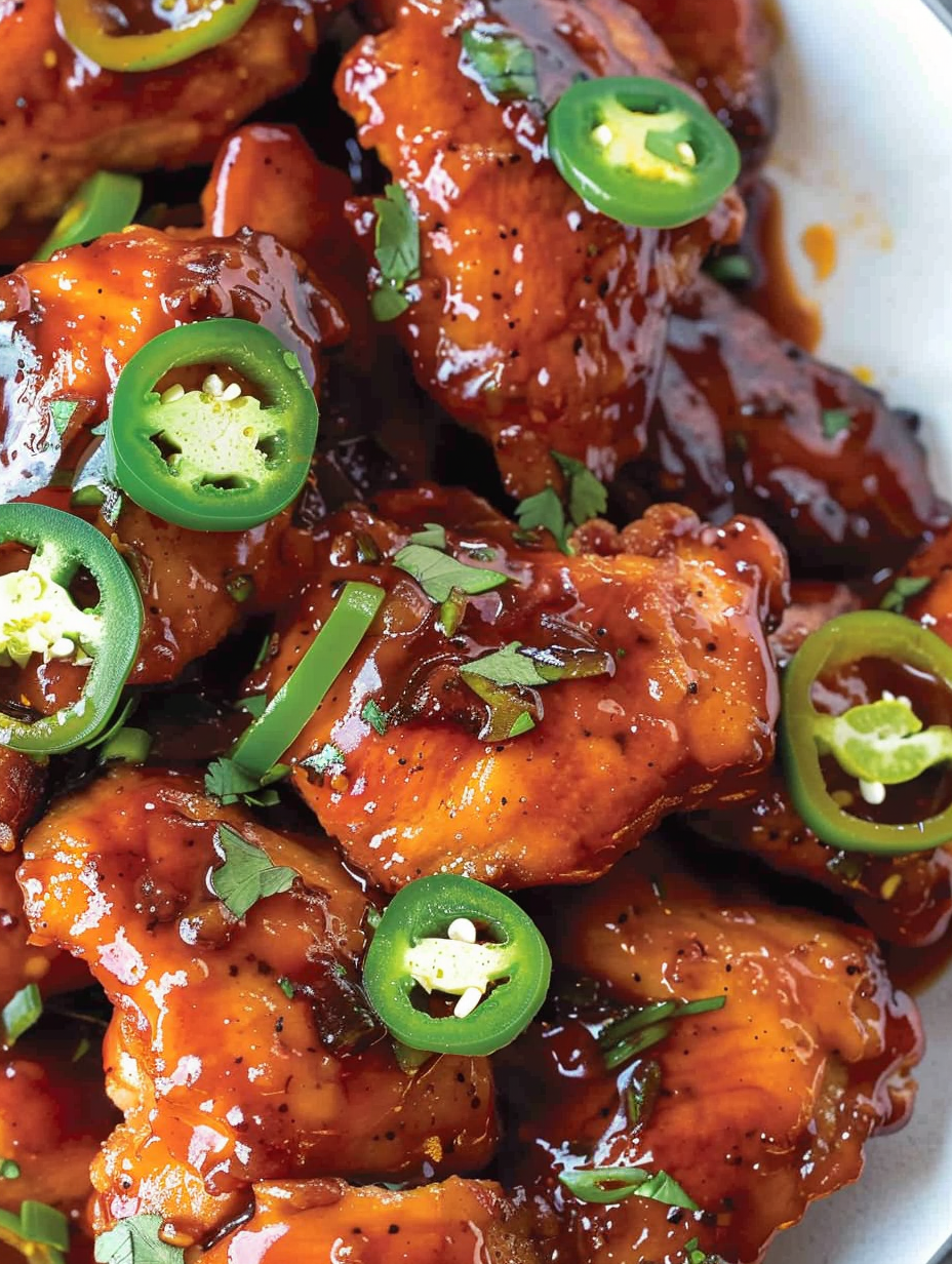 Plated jalapeno chicken with garnish