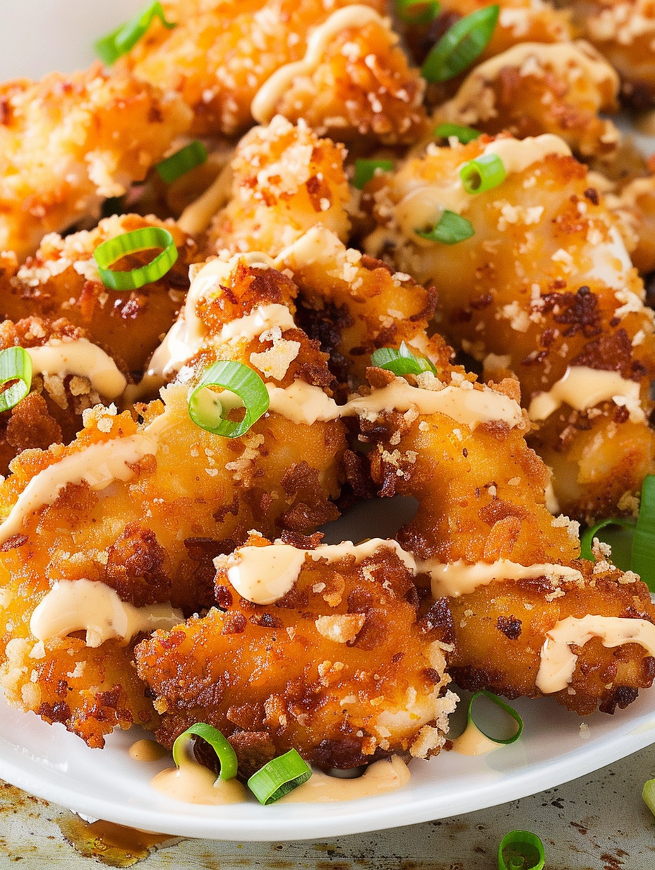 Bang Bang Chicken plated with green onions