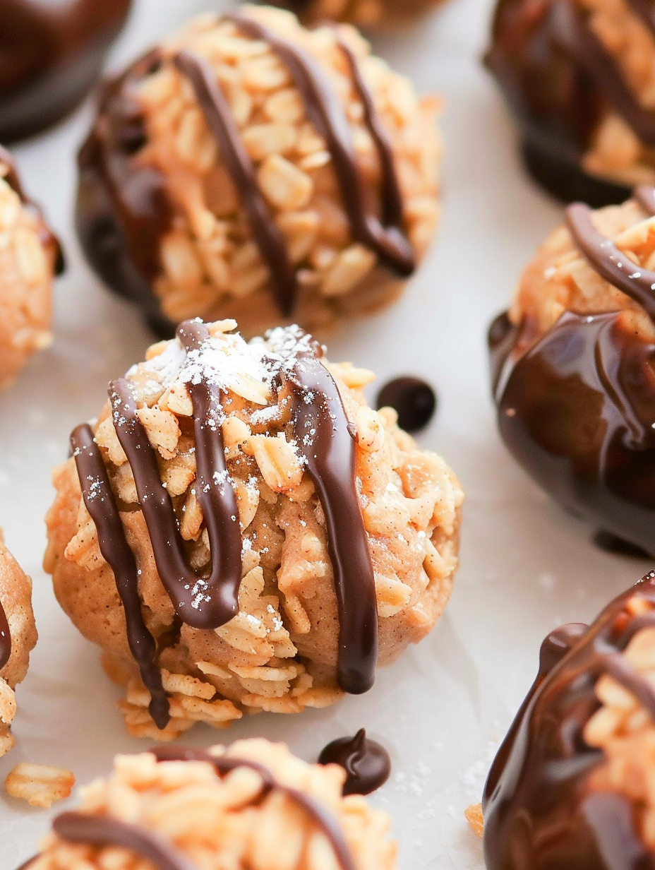 No Bake Muddy Buddy Protein Cookies on a plate