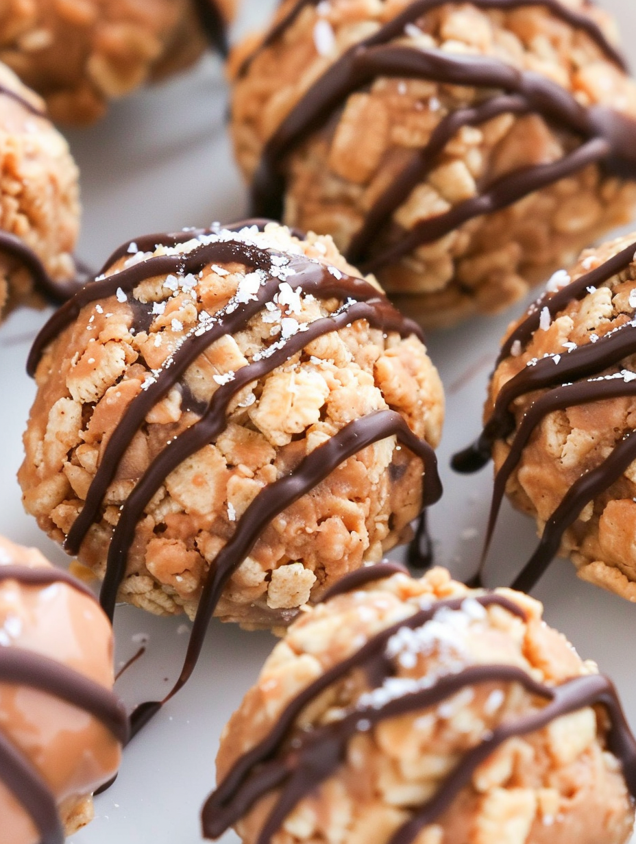 Close-up of Muddy Buddy Protein Cookies with powdered sugar