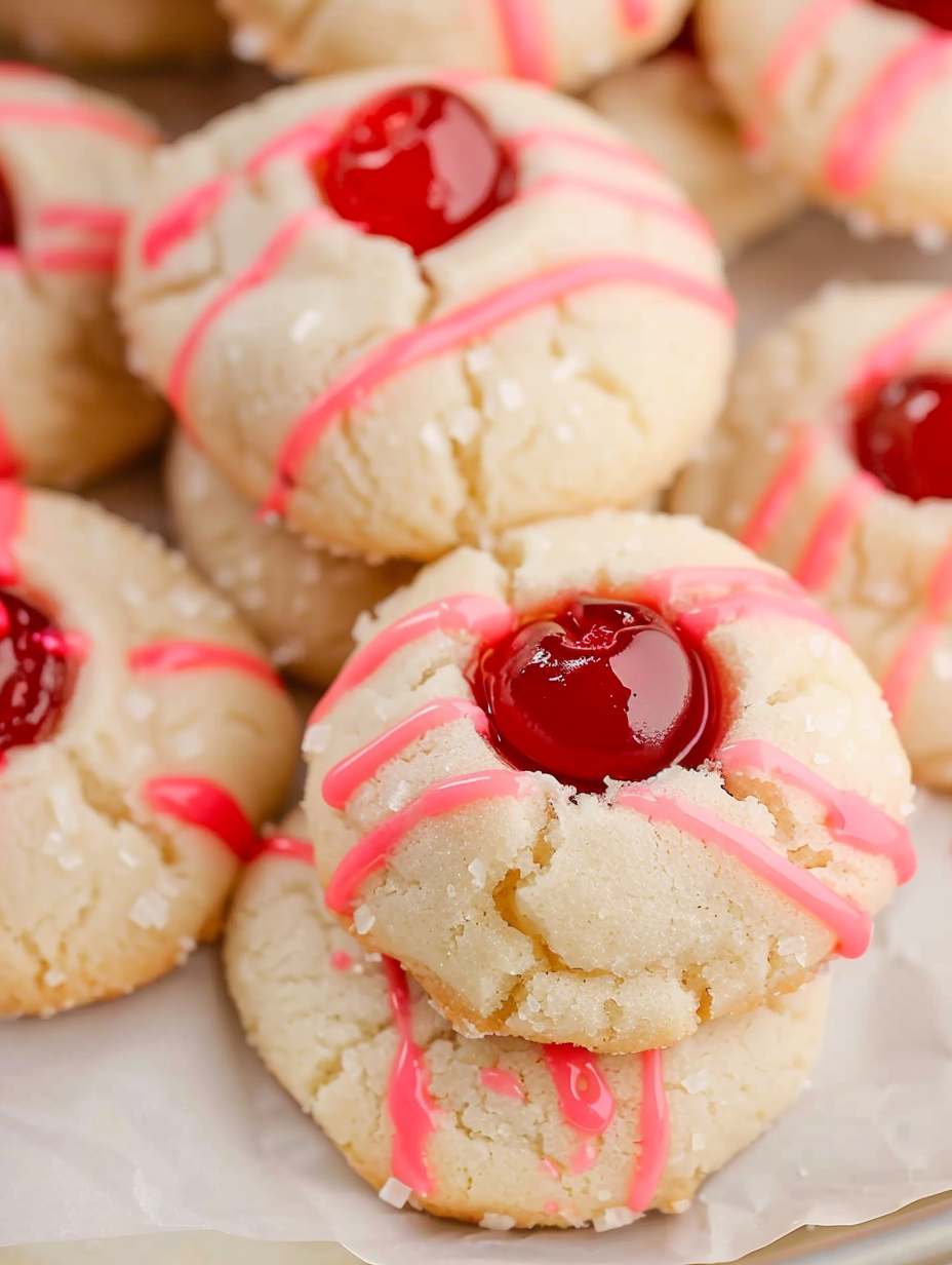 Two Cherry Shortbread Cookies on a plate