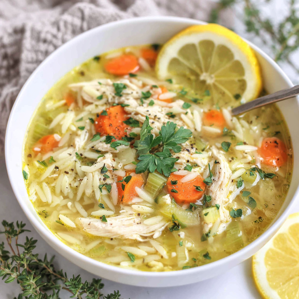 Lemon Chicken Orzo Soup