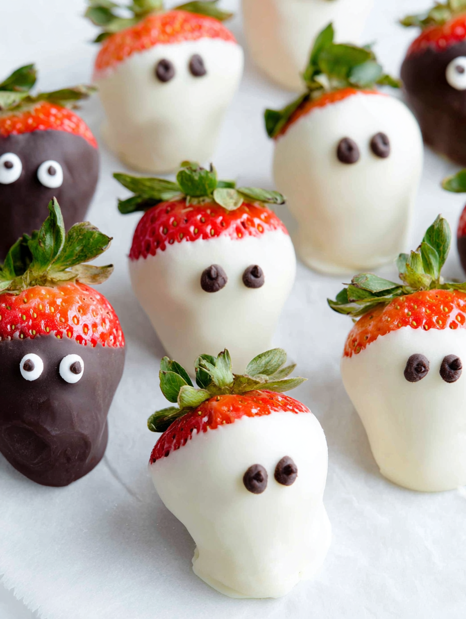 Strawberry ghosts on parchment