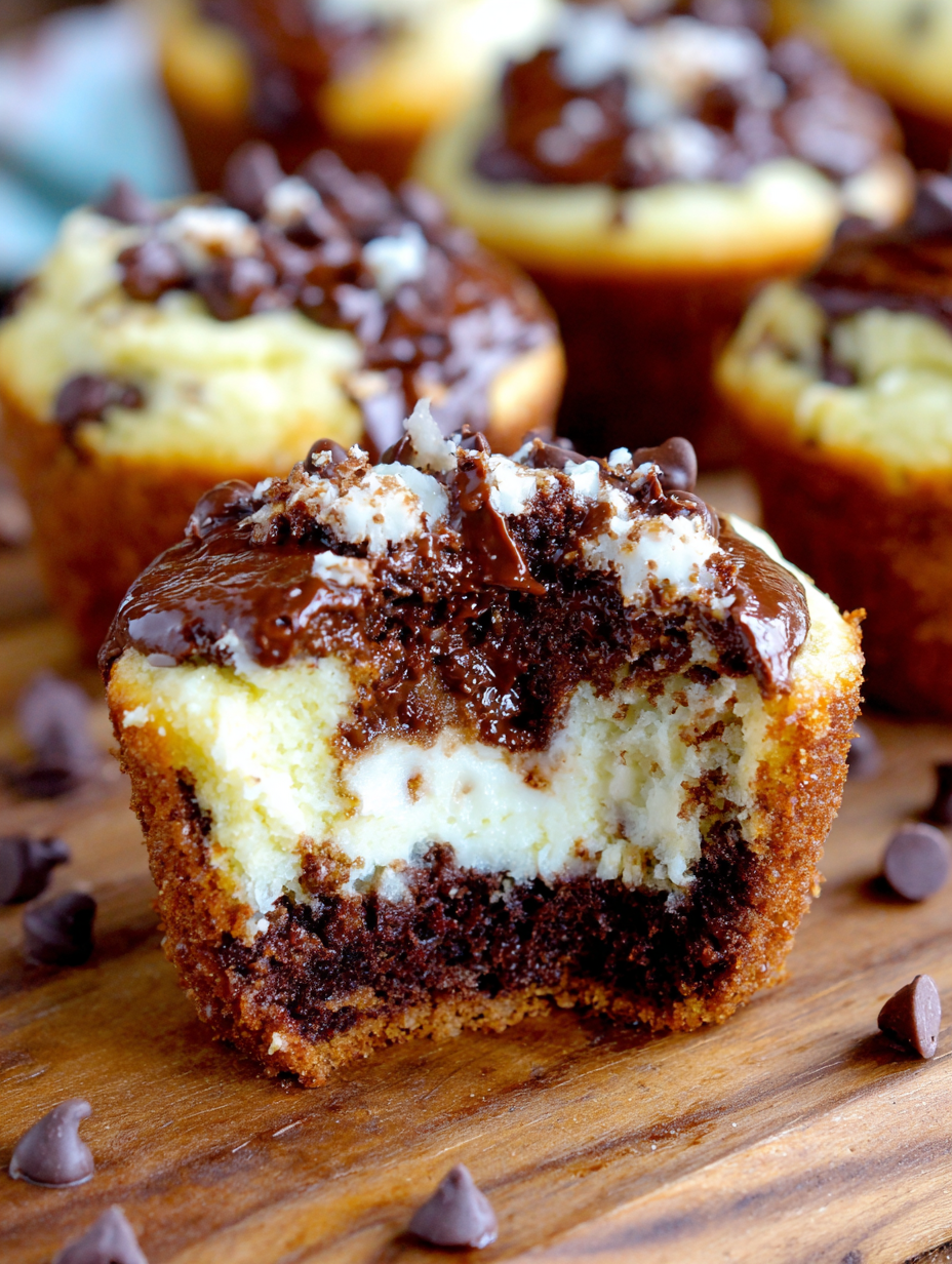 Cross-section of a muffin showing cheesecake center