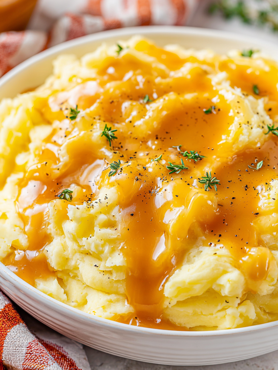 Gravy being whisked in a saucepan