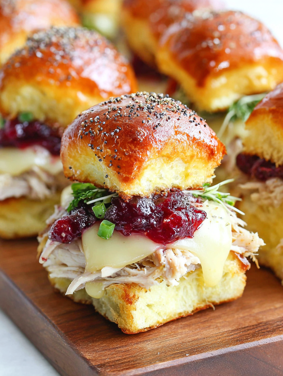 finished Thanksgiving sliders with poppy seed tops