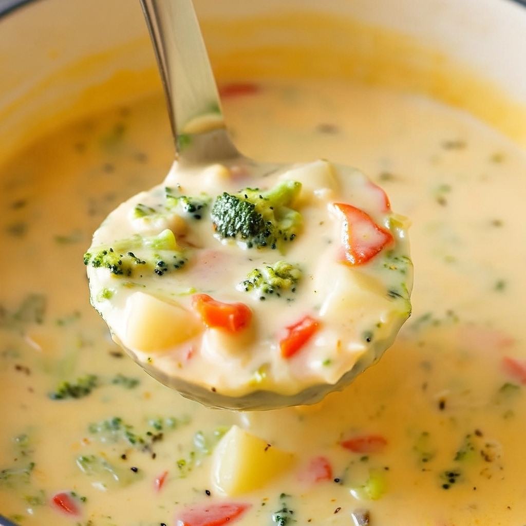 Cheesy Cheddar Broccoli Potato Soup