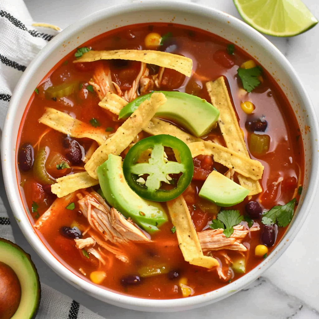 Fresh ingredients and garnishes for tortilla soup
