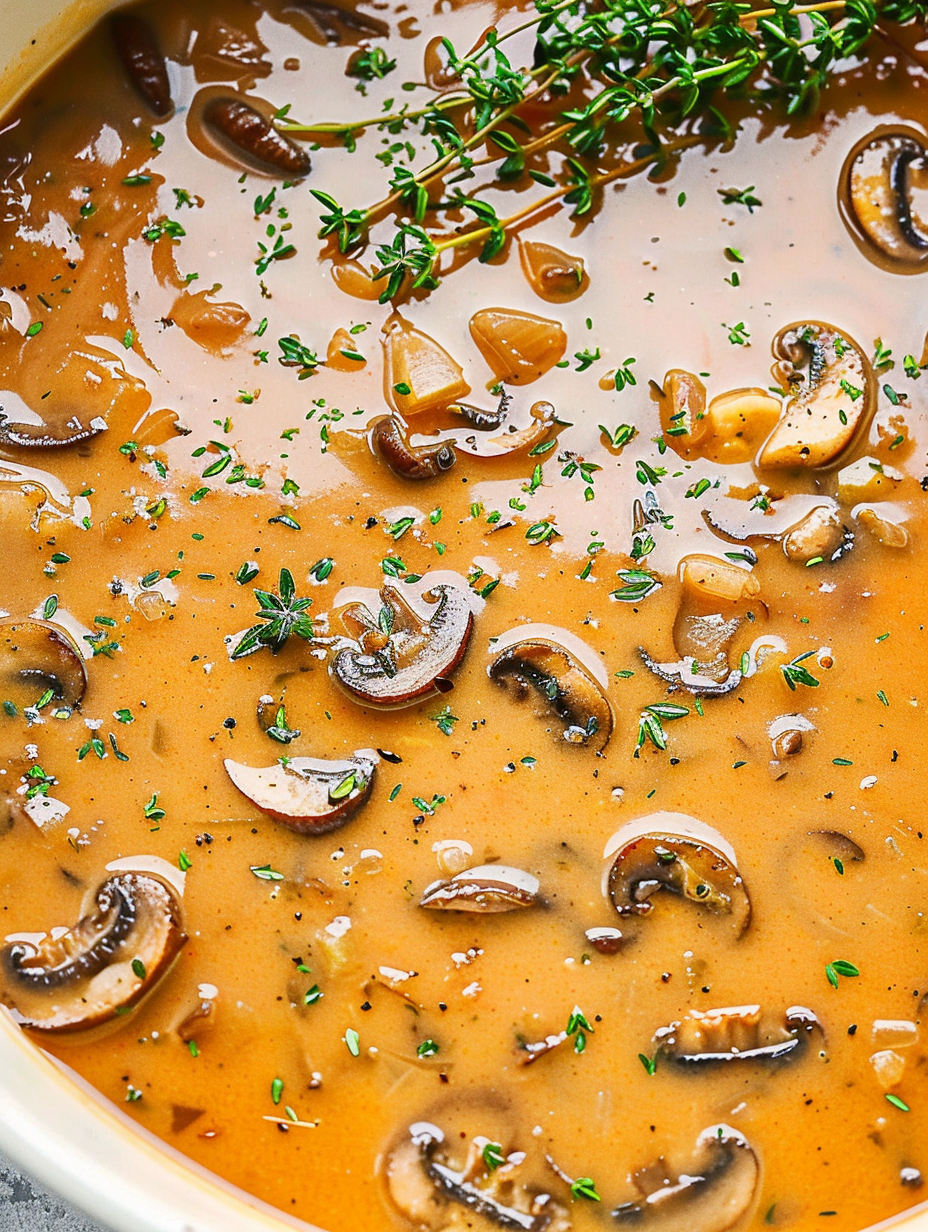 Sautéed mushrooms and onions in a pan