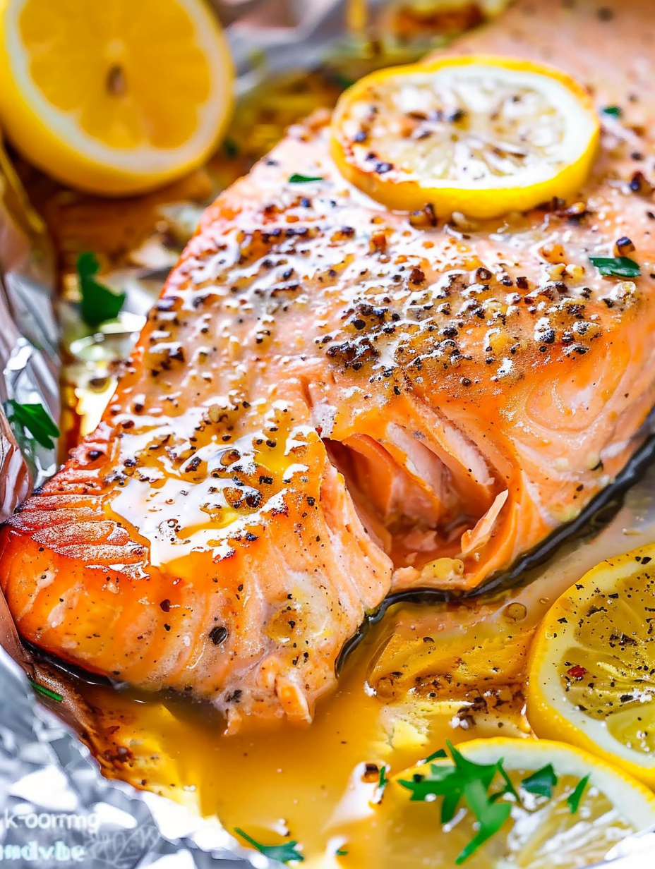 Lemon garlic butter salmon on sheet pan