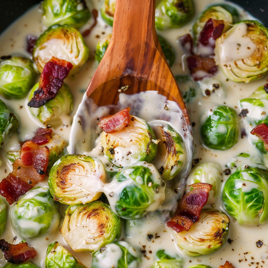Brussels Sprouts in Alfredo Sauce