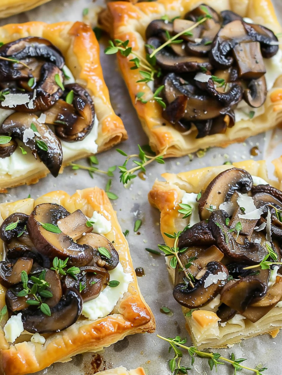 Mushroom tartlets on parchment