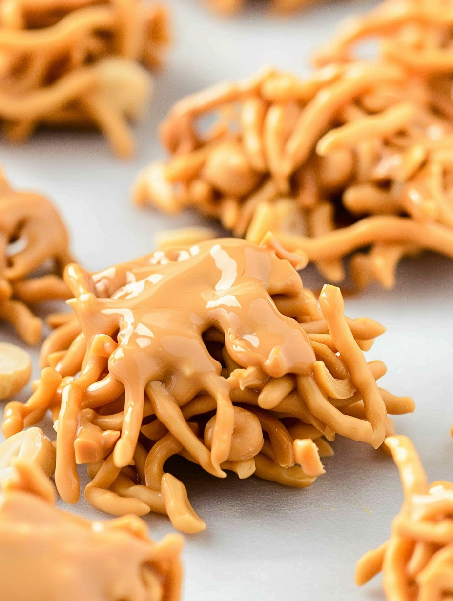 Butterscotch haystacks on parchment