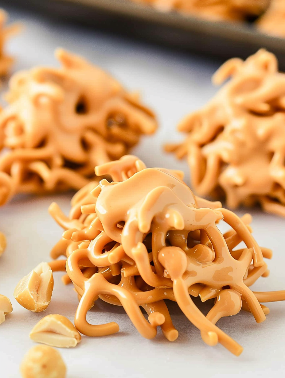 Close-up of glossy butterscotch clusters
