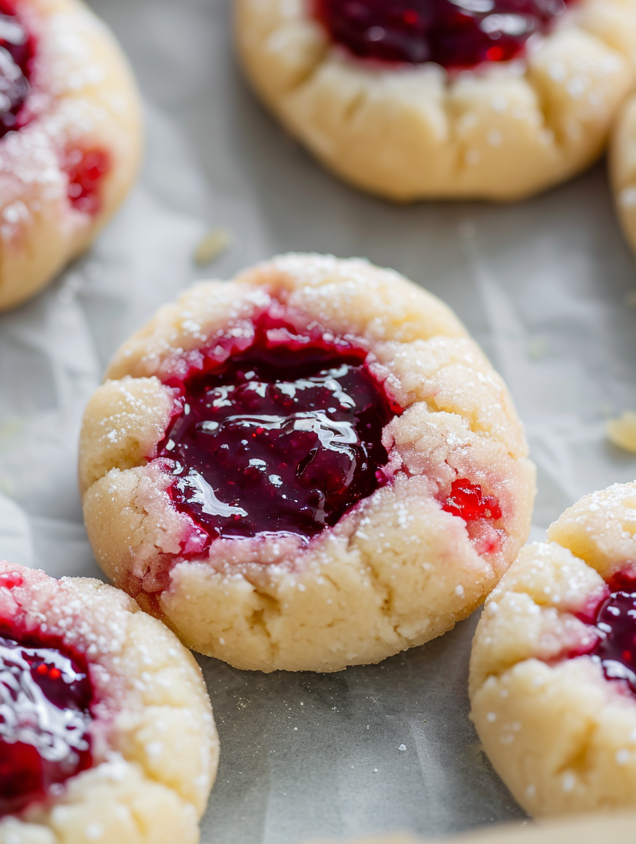 5-Ingredient Raspberry Cheesecake Thumbprint Cookies