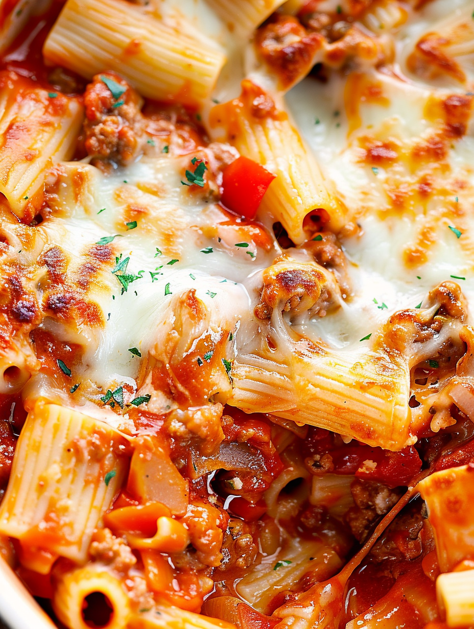 Easy Cheesy Pasta Bake with Sausage and Peppers