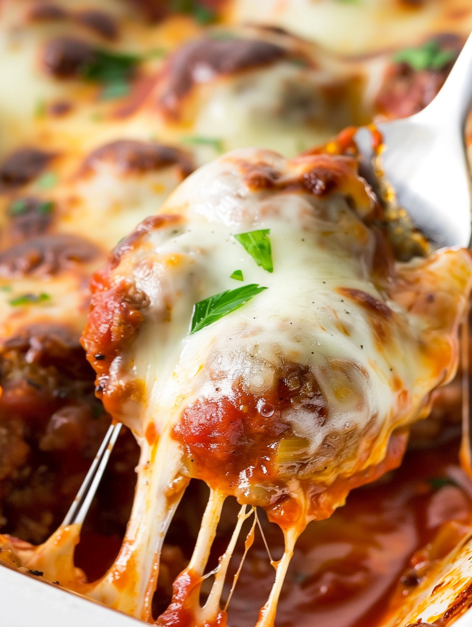 Meatballs in tomato sauce in baking dish