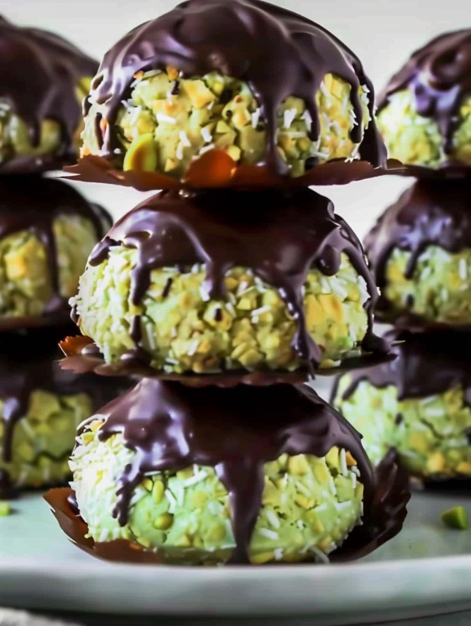 Close-up of a macaroon dipped in dark chocolate