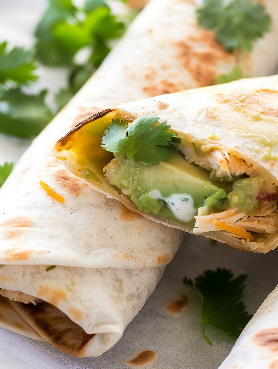 Baked Avocado Chicken Burritos