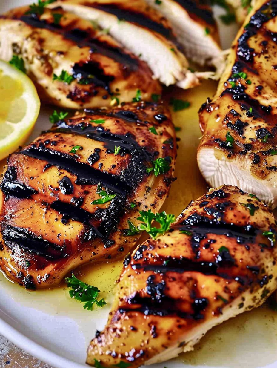 Grilled honey mustard chicken on platter