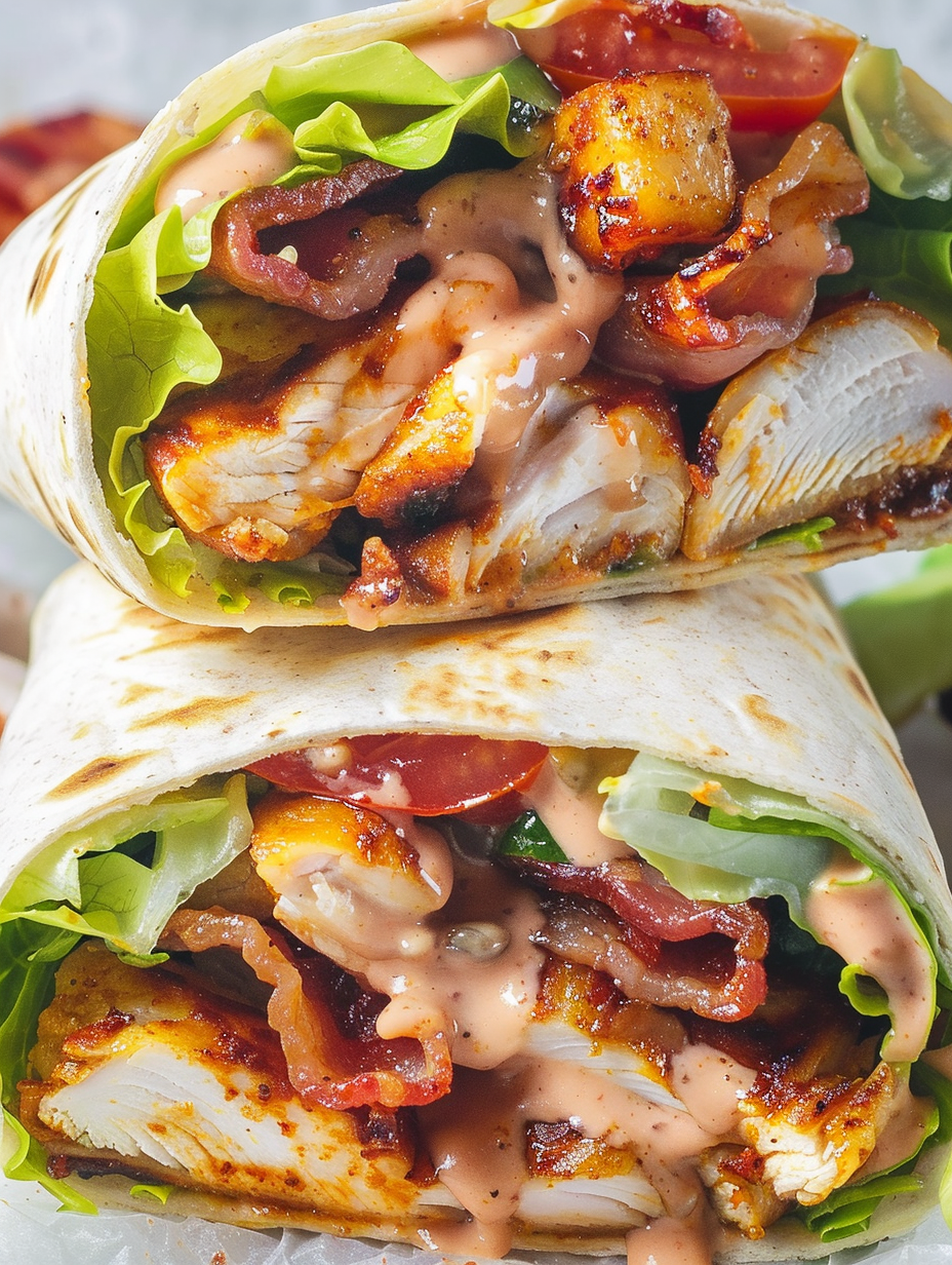 BBQ chicken slices with cheese on tortilla