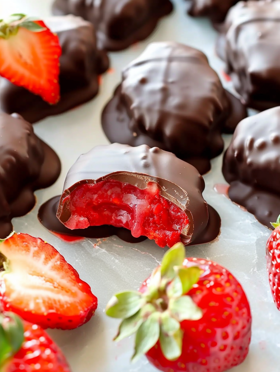 Frozen Chocolate Covered Strawberry Bites