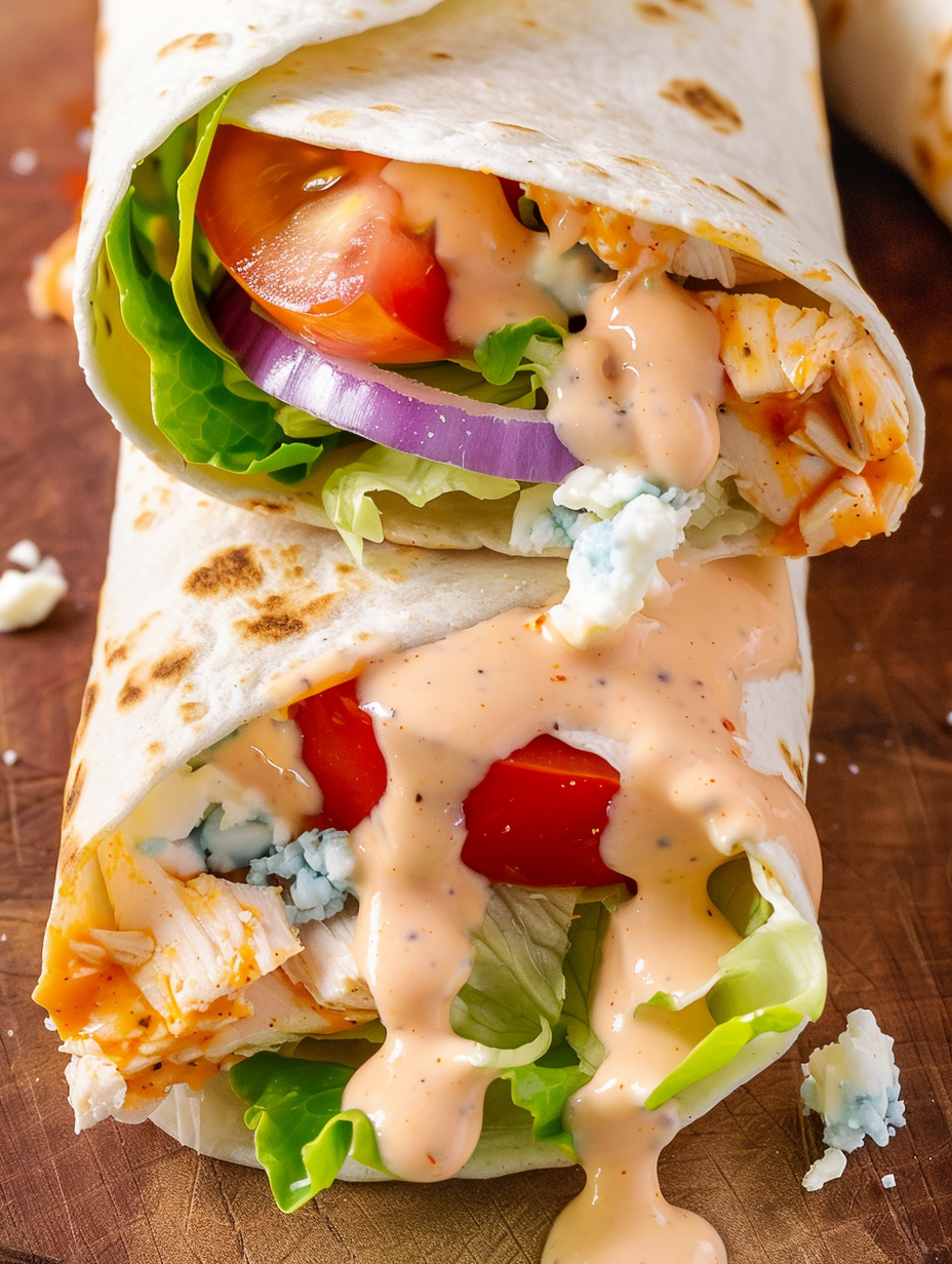 Buffalo chicken mixture in a bowl ready to be wrapped