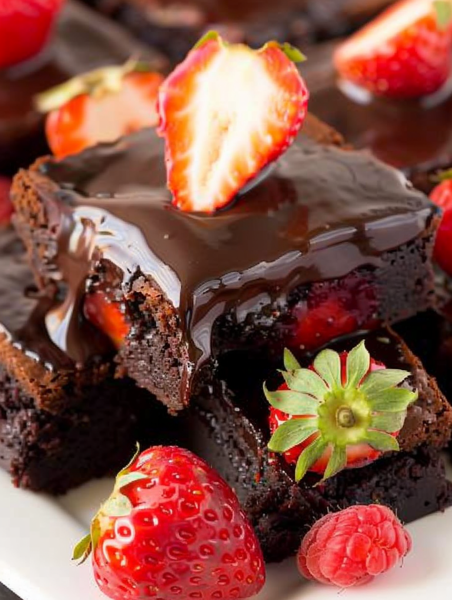 Chocolate Covered Strawberry Brownies