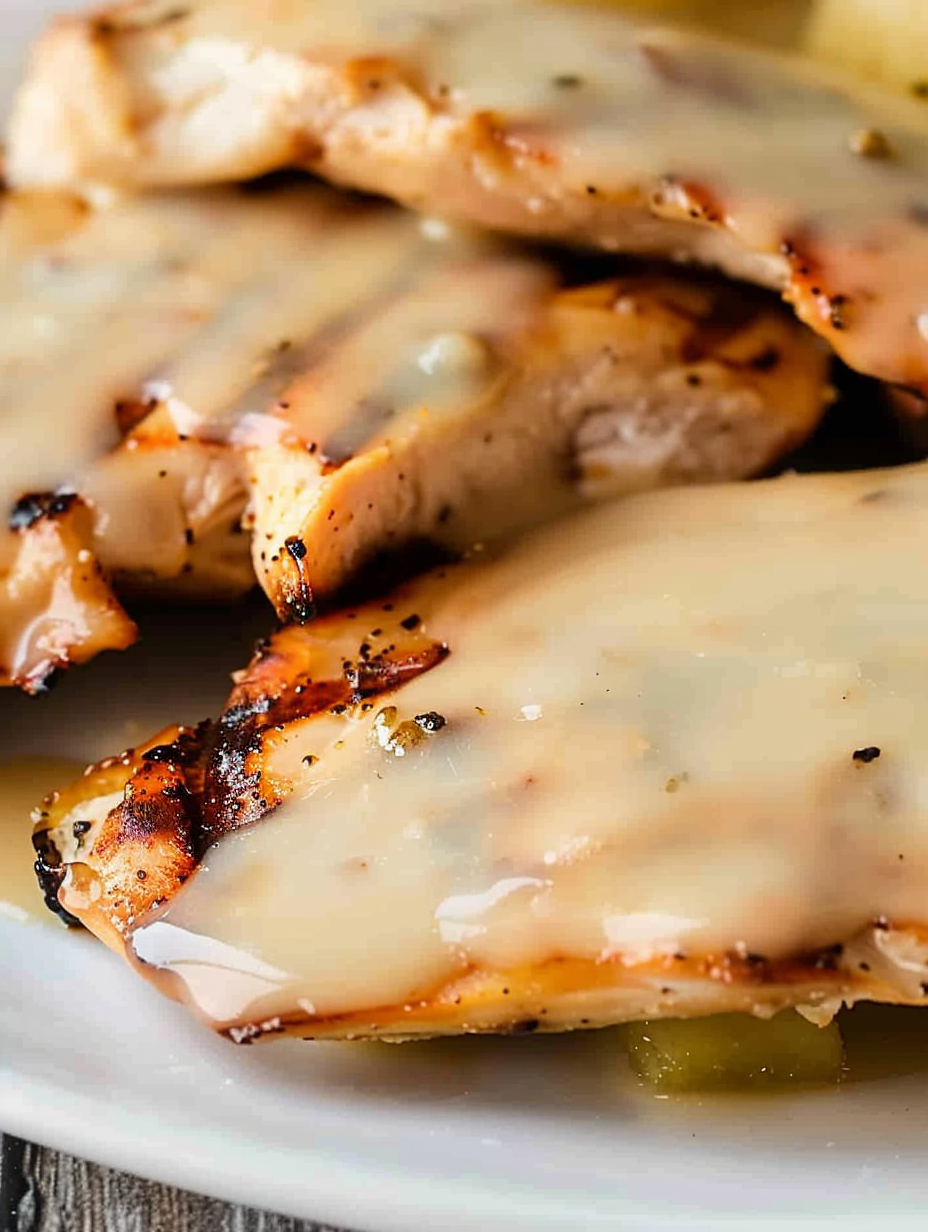 Grilled chicken with pineapple rings on the grill