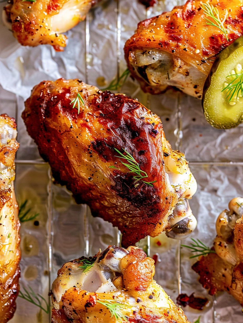 Tray of roasted dill pickle chicken wings
