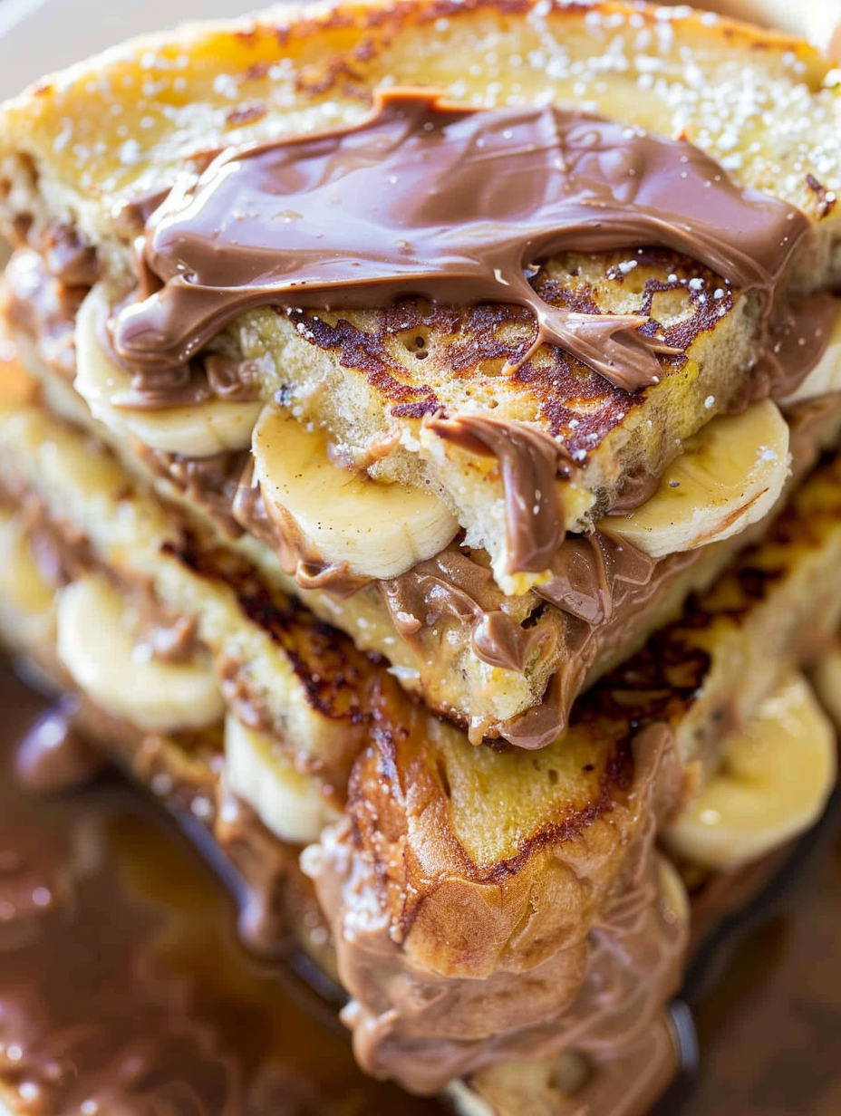 Chocolate Peanut Butter Banana Stuffed French Toast