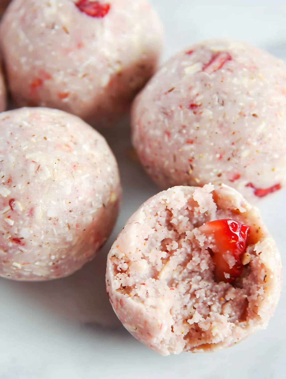 Three Ingredient Strawberry Protein Balls