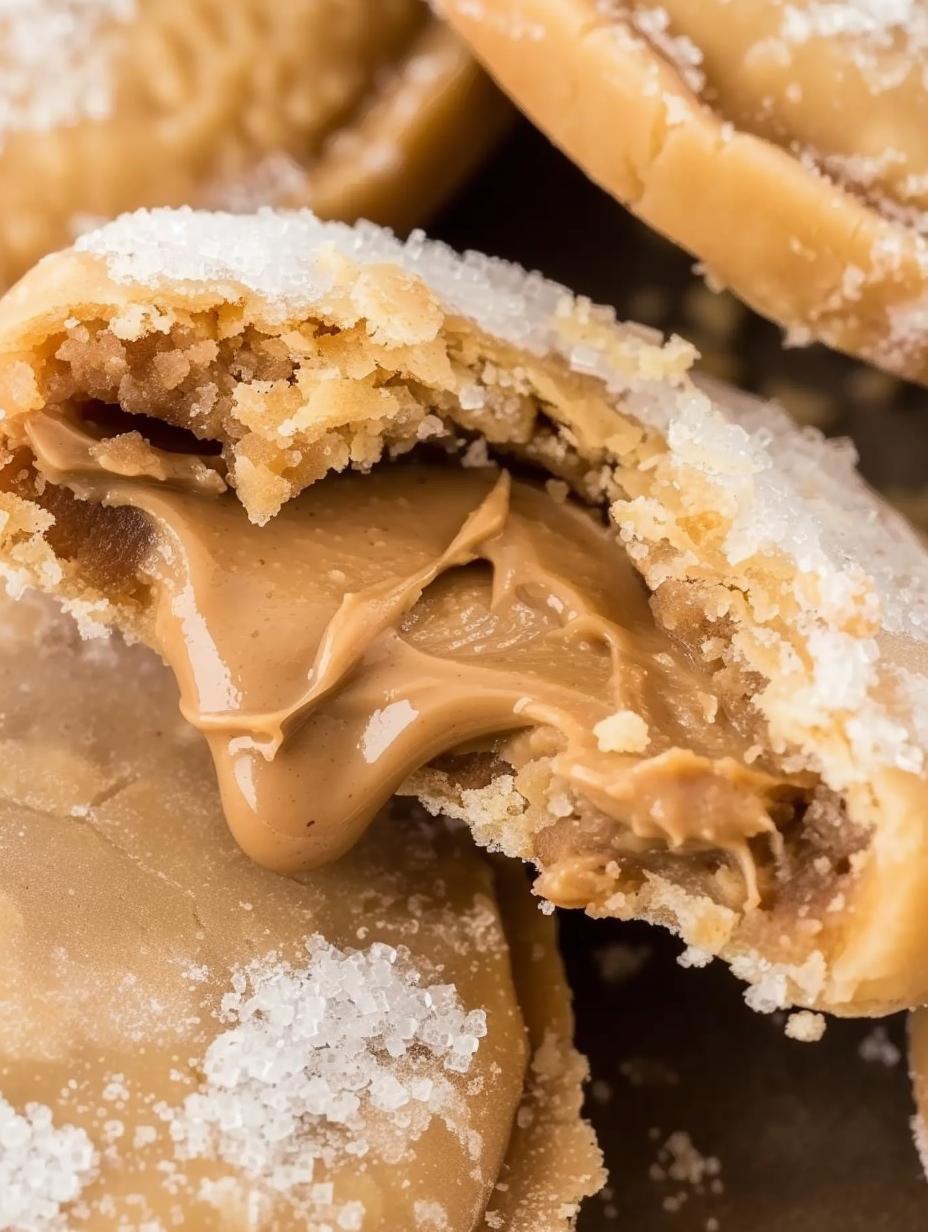 Peanut butter lava cookies on a cooling rack