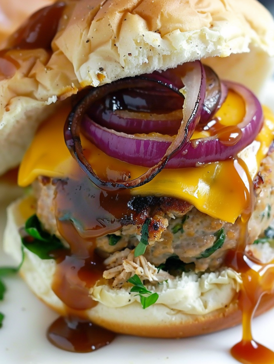 Double Cheddar Stuffed BBQ Turkey Burgers