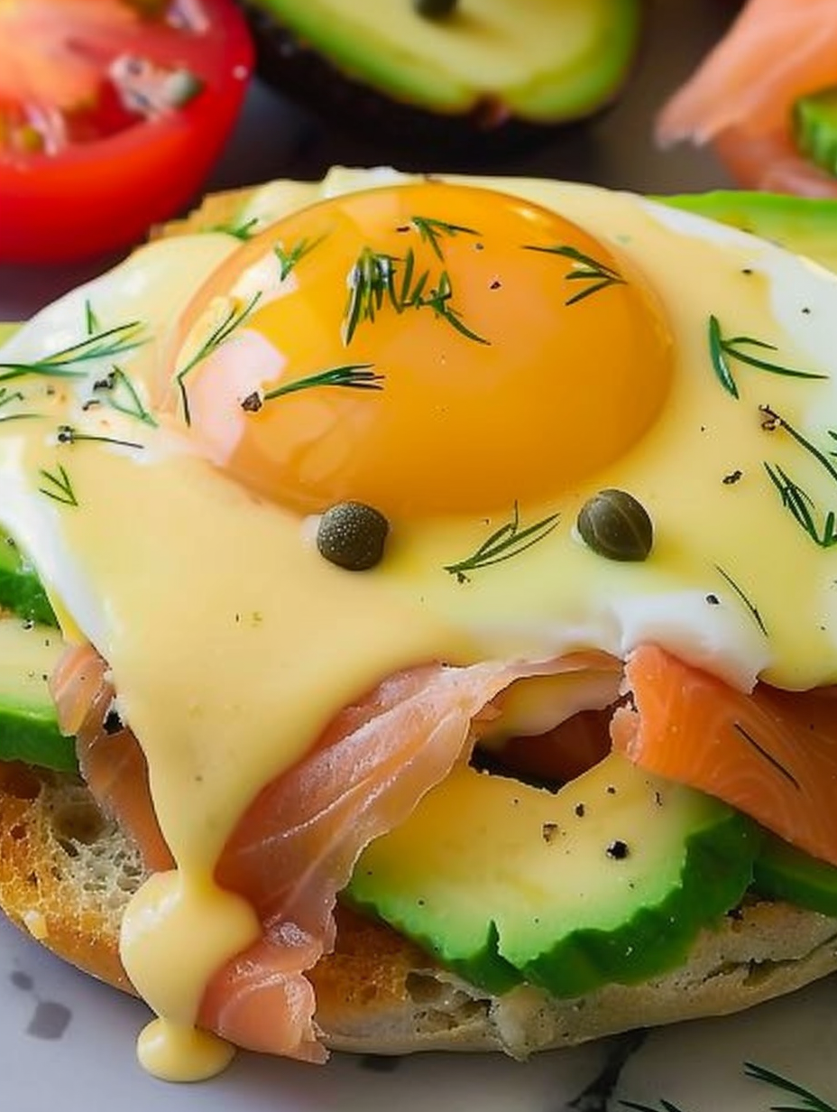 Smoked Salmon Eggs Benedict with Avocado & Homemade Hollandaise