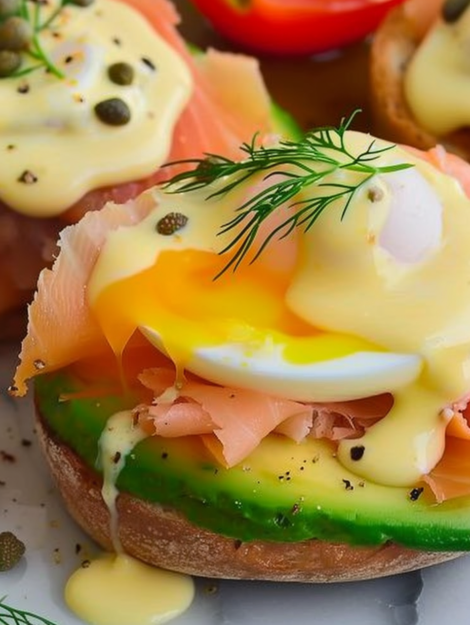 Smoked Salmon Eggs Benedict on a plate
