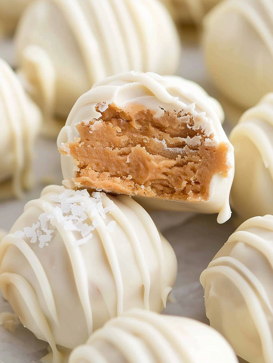 Salted White Chocolate Peanut Butter Balls