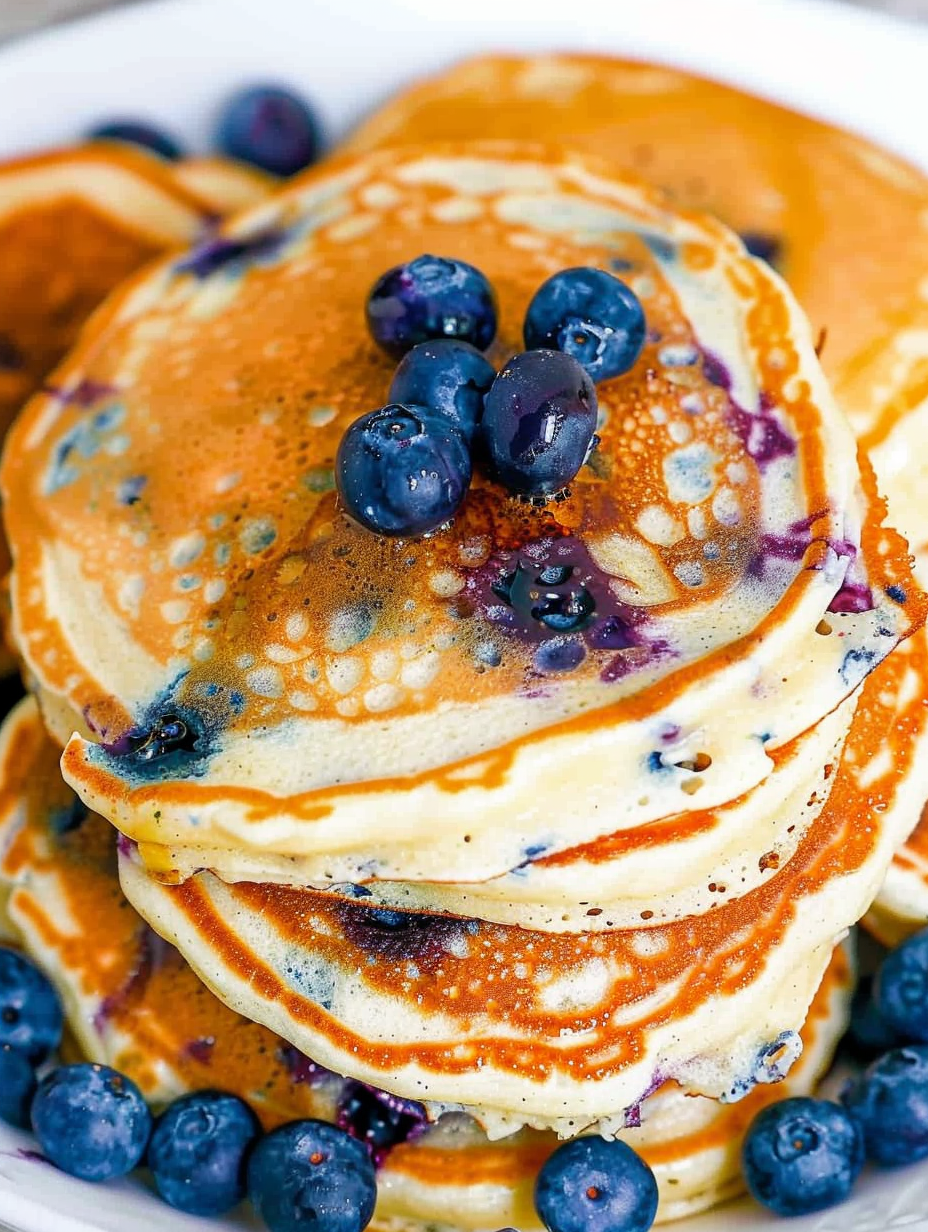 Fluffy Greek Yogurt Blueberry Pancakes