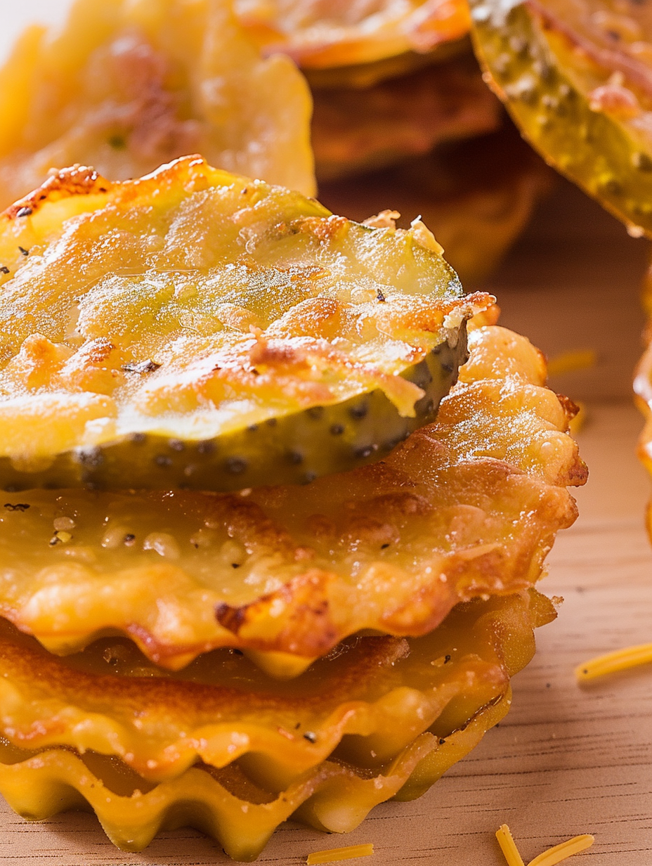 Air Fryer Cheddar Ranch Pickle Chips in muffin tin