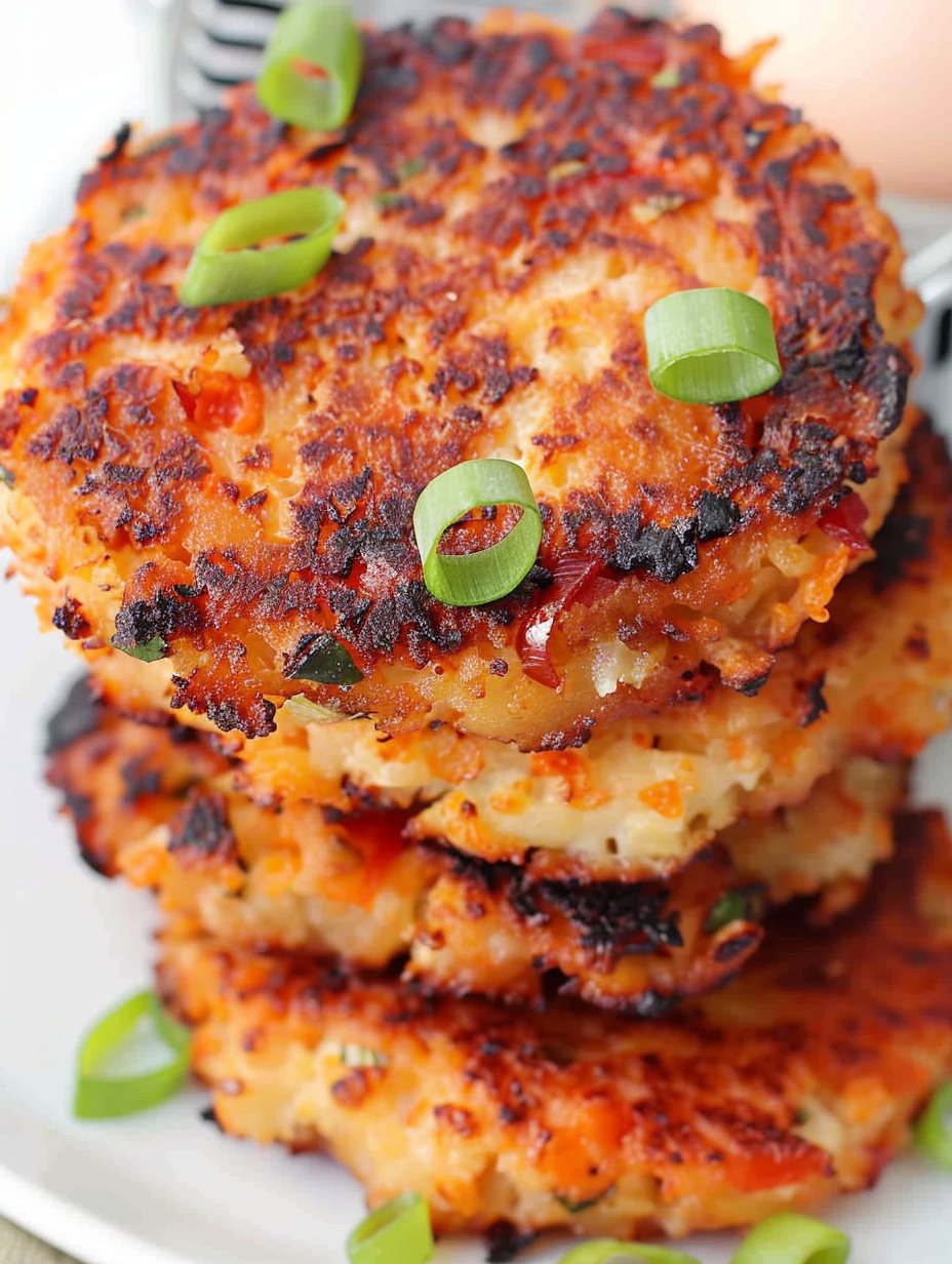 Air Fryer Cauliflower Hash Browns golden and crispy