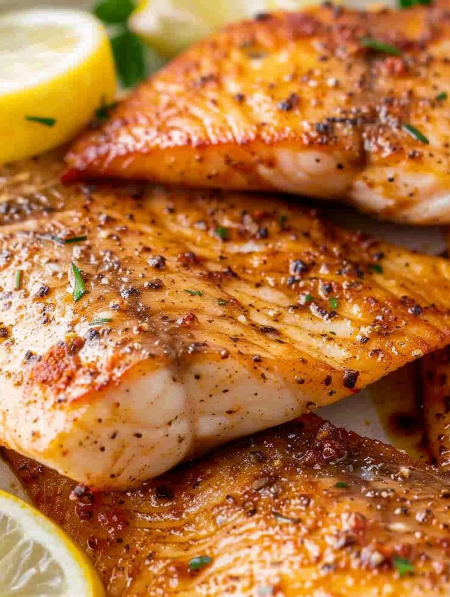 Fresh tilapia fillets seasoned and ready for air fryer